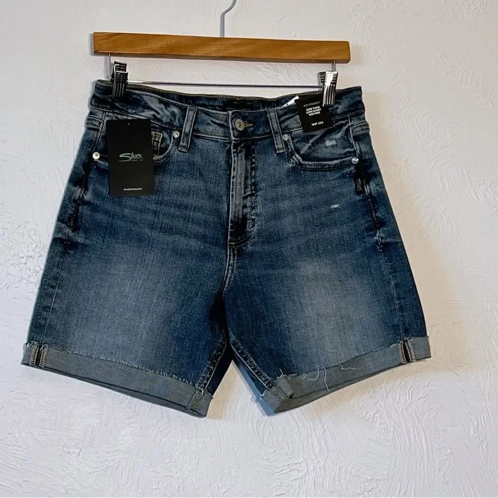 Silver Jeans Co. Women's Sure Thing Long High Rise Shorts Size 27  NWT